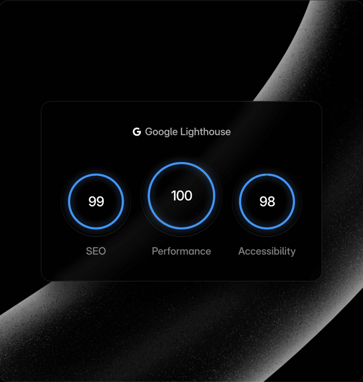 Google Lighthouse results for a website made in Framer