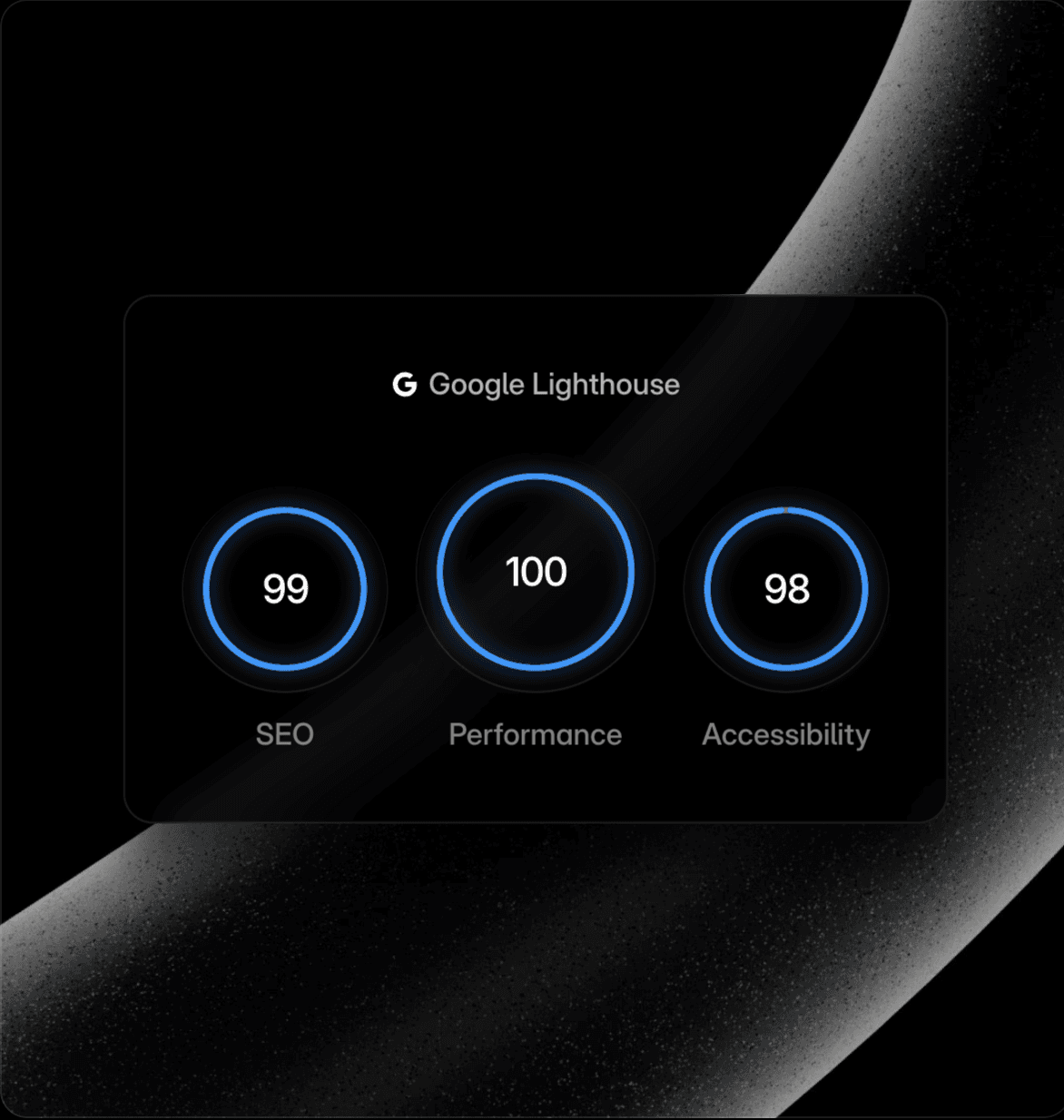 Google Lighthouse results for a website made in Framer